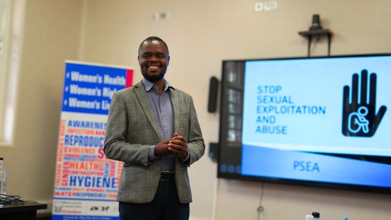 Alois Nyamazana speaking during a session on preventing sexual exploitation and abuse.