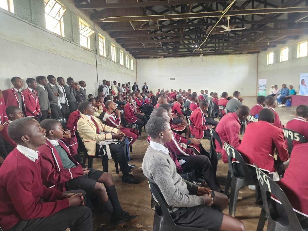 Schoolboys attend a boy child campaign event at a secondary school hall in Zimbabwe