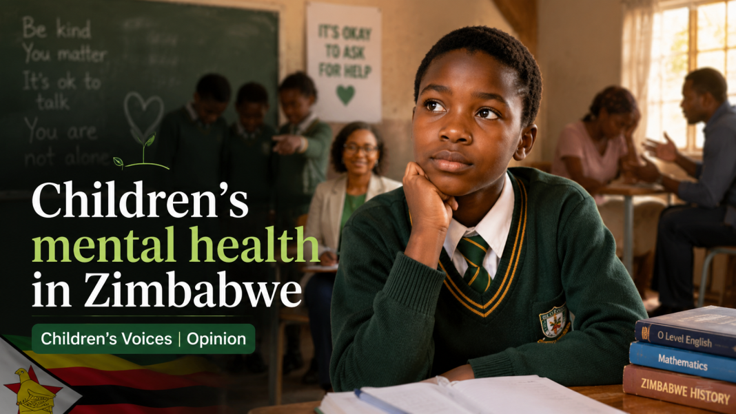 Zimbabwean schoolchild sitting thoughtfully in a classroom for an article on children’s mental health in Zimbabwe