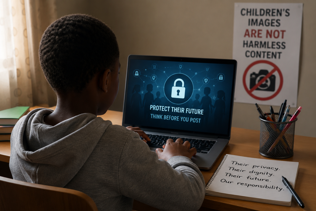 Child using a laptop as adults rethink children’s images online and digital safety