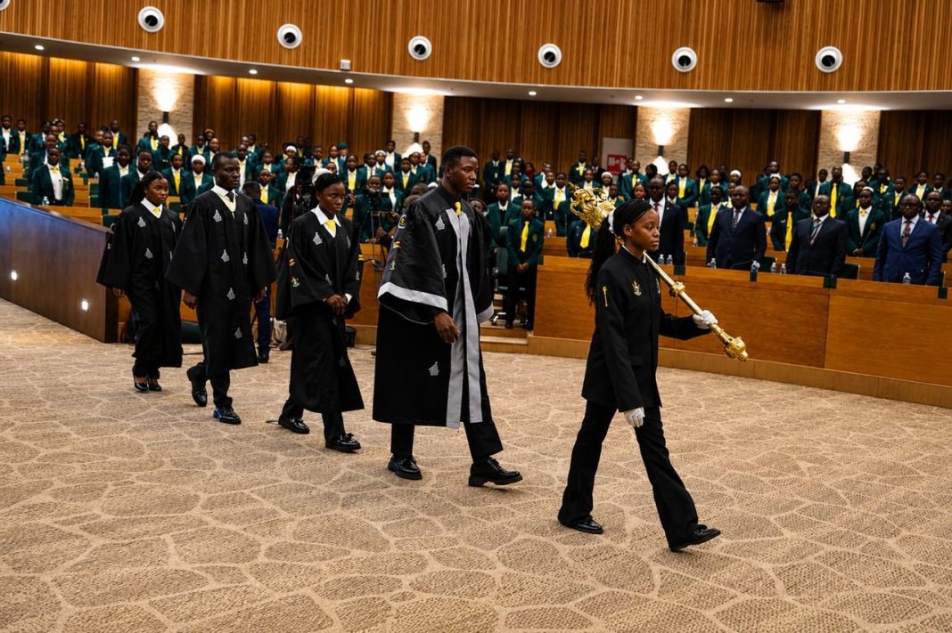 Junior Parliament of Zimbabwe members at the New Parliament Building in Mount Hampden.