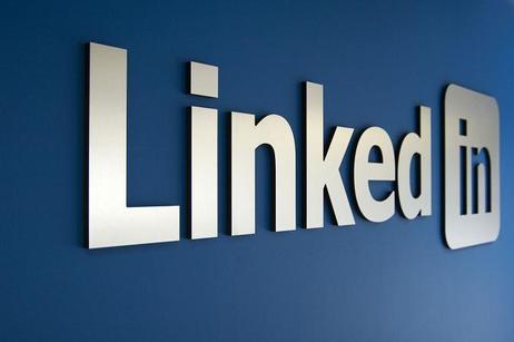 LinkedIn logo displayed against a blue background